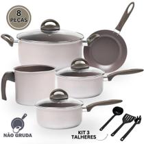 Jogo de Panela Cerâmica Antiaderente Ceramic Life Nevada Champanhe 8 Peças Brinox