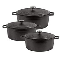Jogo de panela de ferro fundido caçarola Neo 22, 24, 26 tampa alça de ferro