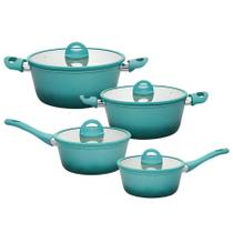Jogo De Panela E Caçarola Indução Antiaderente Cerâmica Miami Verde