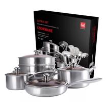 Jogo de Panela em Aço Inox com Revestimento Cerâmico 15pcs Jogo de Panela em Aço Inox com Revestimento Cerâmico 15pcs