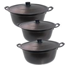 Jogo De Panela Feijoada Caçarolas Pretas Craqueado para Caldo Alumínio 3 Peças