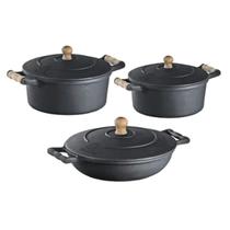 Jogo de Panela Ferro, 2 Caçarolas, 1 Frigideira Alça Ferro