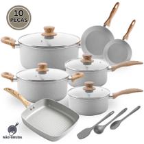 Jogo De Panela Fogão de Indução Cerâmica Antiaderente Ceramic Life Gris Brinox 10 Peças