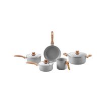 Jogo de Panela Frigideira Brinox Ceramic Life Cinza Kit 5 un