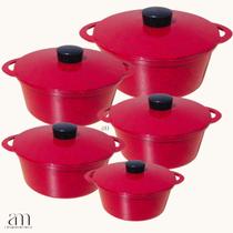 Jogo de Panela Fundida Alumínio Batido Caçarolas 5 Peças Tampa Fundida Cor Vermelho - fundlar Jogo de Panela Fundida Alumínio Batido Caçarolas 5 Peças Tampa Fundida Cor Vermelho - fundlar