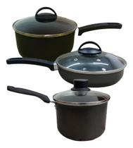 Jogo de Panela Para Casal Com 2 Panela de Arroz e Frigideira Antiaderente Preto - RL Jogo de Panela Para Casal Com 2 Panela de Arroz e Frigideira Antiaderente Preto - RL