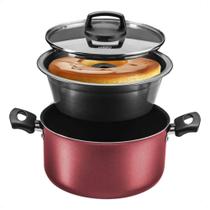 Jogo de Panela para Pudim 3 em 1 Revestimento Antiaderente 3,2L Cereja com Alça Antitérmica MTA 8923 Jogo de Panela para Pudim 3 em 1 Revestimento Antiaderente 3,2L Cereja com Alça Antitérmica MTA 8923