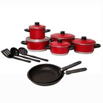 Jogo De Panela Rosa + Frigideira Antiaderente + Talheres Jogo De Panela Rosa + Frigideira Antiaderente + Talheres