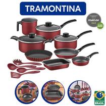 Jogo De Panela Turim Utensílios e Frigideira 12pçs Vermelho