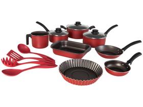 Jogo De Panela Turim Utensílios e Frigideira 12pçs Vermelho - Tramontina