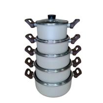 Jogo de Panela Ultra Ceramic 5 Peças Martinelli Alumínios com Tampa de Vidro com Revestimento Antiaderente com cerâmica e custo benefício Jogo de Panela Ultra Ceramic 5 Peças Martinelli Alumínios com Tampa de Vidro com Revestimento Antiaderente com cerâmica e custo benefício