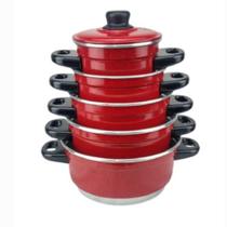 Jogo De Panela Vermelha 5 Peças Alumínio