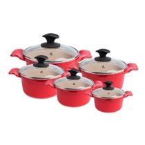 Jogo De Panela Vermelha Marmorizada Javali Aa 16 A 24Cm - Superior!