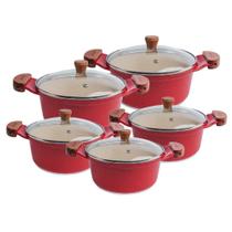 Jogo De Panela Vermelha Marmorizada Javali Am 16 A 24Cm - Acabamento com Alta Qualidade