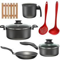 Jogo De Panelas 04 Pçs + 04 Descansos + Concha + Escumadeira