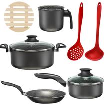 Jogo De Panelas 04 Pçs + 04 Descansos + Concha + Escumadeira