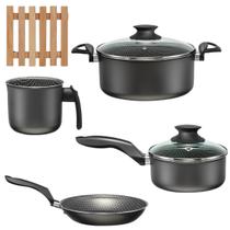 Jogo De Panelas 04 Pçs Antiaderentes + 04 Descansos Panela