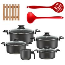 Jogo De Panelas 05 Pçs + 05 Descansos + Concha + Escumadeira Jogo De Panelas 05 Pçs + 05 Descansos + Concha + Escumadeira