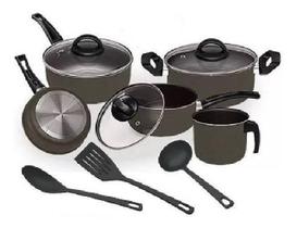 Jogo De Panelas 08 Peças Preto Antiaderente Elegan