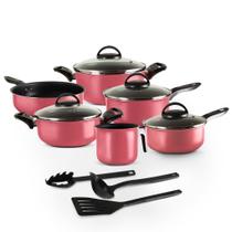 Jogo de Panelas 09 Peças Alumínio Antiaderente Marpal Várias Cores com Tampa de Vidro e Utensílios