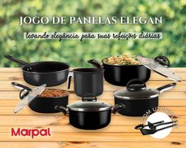 Jogo de Panelas 09 Peças Preto - Antiaderente - Teflon - Com Tampa de Vidro + Utensílios