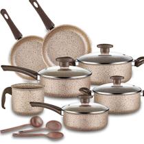 Jogo de Panelas 10 Pçs Bianco Antiaderente Tampa de Vidro