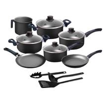 Jogo de Panelas 10 Peças Antiaderente com Tampa de Vidro e Utensílios
