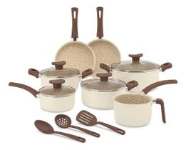 Jogo De Panelas 10 Peças Antiaderente Teflon Ivory Linha Familiar Para Cozinha Completa, Ideal Para Fritura, Arroz, Vapo
