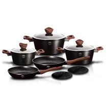 Jogo de Panelas 10 peças Caçarolas Frigideiras Antiaderente Turbo Indução Cooktop Tampa Vidro Pires Térmico Utensílios Cozinha Berlinger Haus