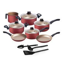 Jogo de Panelas 10 Peças - Varias Cores - Antiaderente - Teflon - Tampa de Vidro