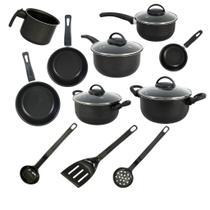 Jogo de Panelas 11 Peças Antiaderente Aluminio Preto Jogo de Panelas 11 Peças Antiaderente Aluminio Preto