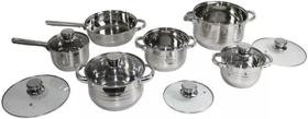 Jogo De Panelas 12 peças Francesa Aço Inox Premium Galya