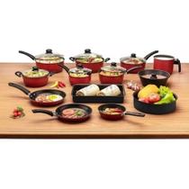 Jogo De Panelas 13 Peças Teflon Antiaderente Tampa Vidro