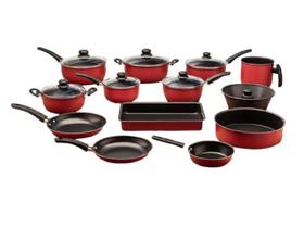 Jogo De Panelas 13 Peças Vermelho Tampa De Vidro - Marpal