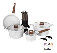 Jogo De Panelas 16 Pçs Indução Rev Em Granito Antiaderente