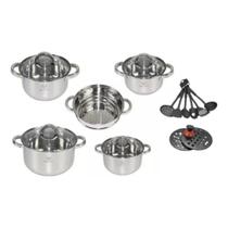 Jogo De Panelas 19 Peças Aço Inox Genebra