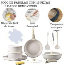Jogo De Panelas 19 Peças Antiaderente Indução Gás Conjunto Revestido Cerâmica Granito