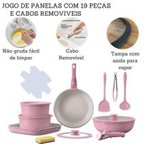 Jogo De Panelas 19 Peças Antiaderente Indução Gás Conjunto Revestido Cerâmica Granito
