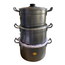 Jogo de Panelas 3 Caçarola Alumínio N 24 26 28 Kit 3 Peças Linha Hotel Restaurante Bares Escolas Feijoada INMETRO JSD