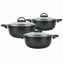 Jogo De Panelas 3 Pecas 24/22/20 Com Tampa De Vidro Teflon Jogo De Panelas 3 Pecas 24/22/20 Com Tampa De Vidro Teflon