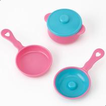 Jogo de Panelas 3 Peças Com Tampa Kids Brinquedo Infantil Zucatoys