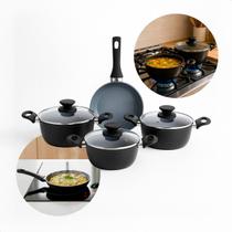 Jogo De Panelas 4 Peças Cerâmica Antiaderente Preta Para Indução Conjunto Caçarola E Frigideira Com Tampa Vidro Panelas Resistentes Elegantes E Fáceis Jogo De Panelas 4 Peças Cerâmica Antiaderente Preta Para Indução Conjunto Caçarola E Frigideira Com Tampa Vidro Panelas Resistentes Elegantes E Fáceis