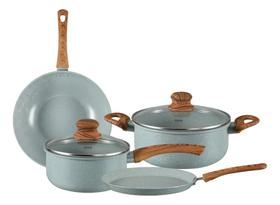 Jogo De Panelas 4 Peças De Indução Wok Ecoglide Marble