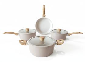 Jogo de Panelas 4 Peças Revestimento Cerâmico Diamond Ceramic, Antiaderente Resistente, Tampas de Vidro Temperado, Cabo Ergonômico e Alças Soft Touch