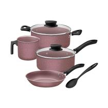Jogo De Panelas 4 Peças Rosa Linz Antiaderente e Colher Tramontina Jogo De Panelas 4 Peças Rosa Linz Antiaderente e Colher Tramontina