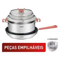 Jogo de Panelas 4 Peças Tefal Opti'space em Inox com Fundo Triplo