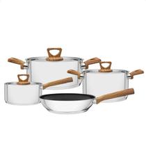 Jogo de Panelas 4 Peças Tramontina Brava Antiaderente em Aço Inox com Fundo Triplo Cabos e Alças com Acabamento 65300310
