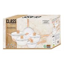 Jogo De Panelas 5 Pçs Inducao Ceramic Class Travertino 4mm Antiaderente