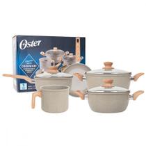 Jogo de Panelas 5 PeÃas Oster Marble Edition Antiaderente InduÃÃo CerÃmica Cinza Claro - 142488.08 Jogo de Panelas 5 PeÃas Oster Marble Edition Antiaderente InduÃÃo CerÃmica Cinza Claro - 142488.08