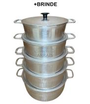 Jogo De Panelas 5 Peças Alumínio Batido Fundido N16 Ao 24 Tampa Grossa